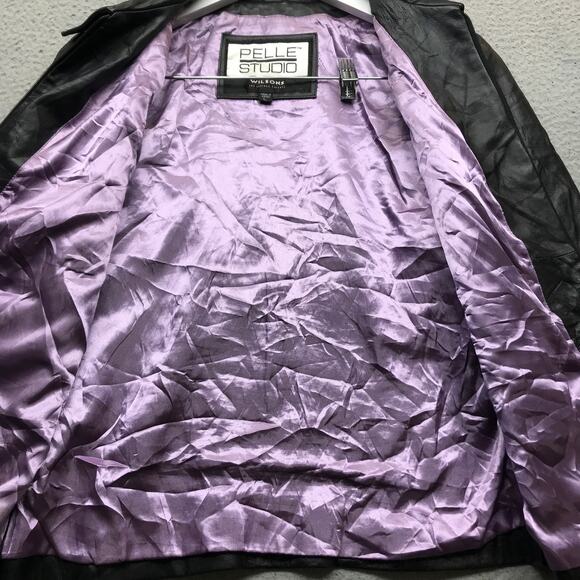 Vintage Pelle Studio Wilsons Lined Collared Jacket Womens Large L Zip Black - Picture 10 of 11
